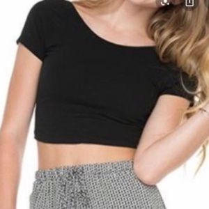 Brandy Melville Black Criss Cross Back Crop Top